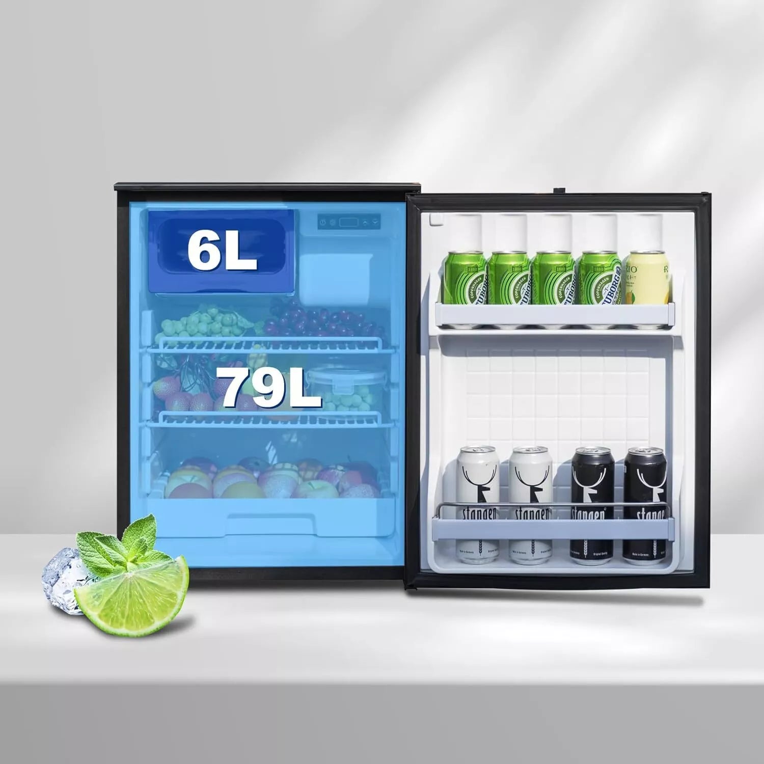 Refrigerador de compresor Smad 85L 12V/24V – Portátil y eficiente para autocaravanas, furgonetas, barcos y camiones

